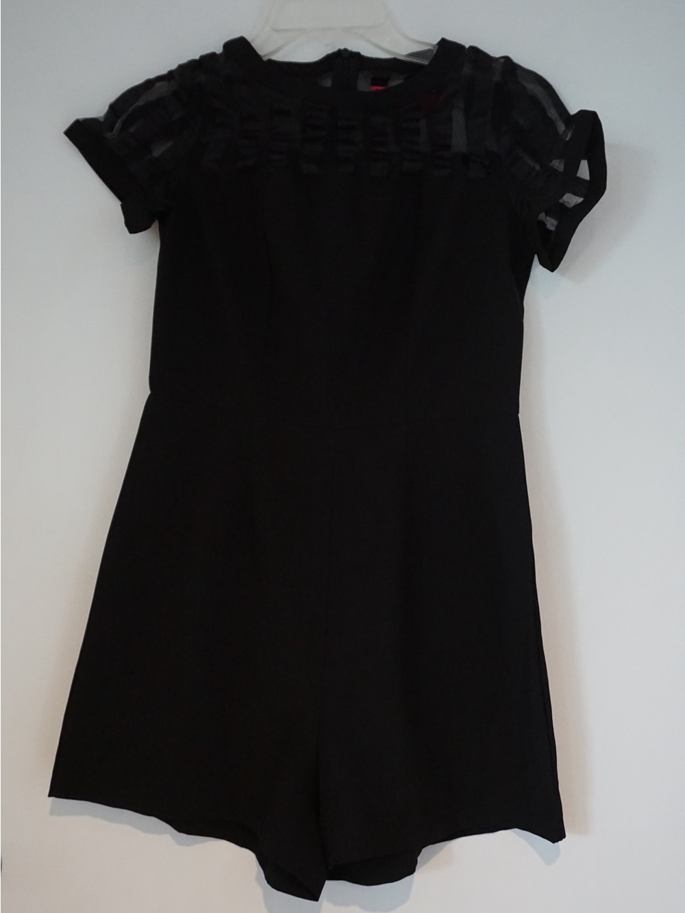 Boohoo Black Short Sleeve Romper Dress with Sheer Yoke
